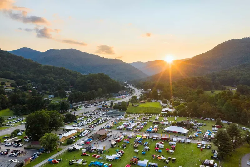 Maggie Valley NC aerial mountain festival sunset Haywood County Western North Carolina